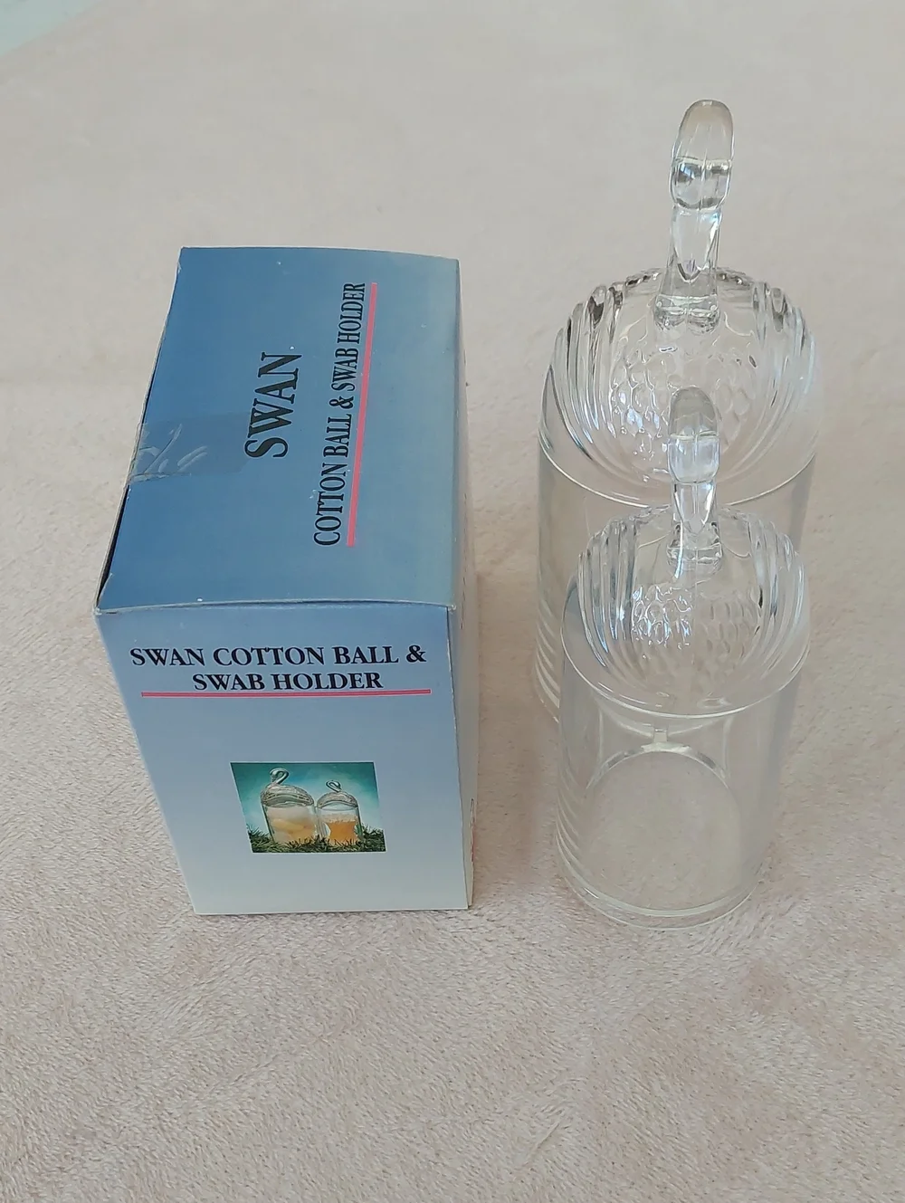 SWAN Cotton Ball & Swab Holder NIB